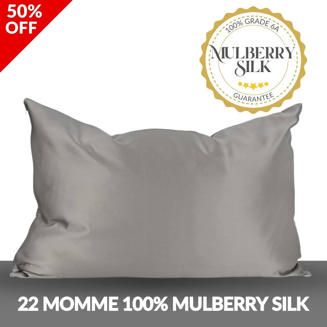 22 Momme 100% Mulberry Silk grey pillowcase