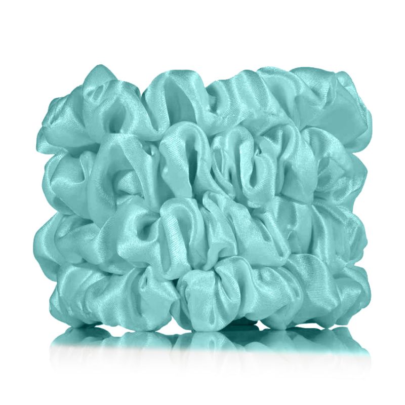 Aqua silk scrunchies