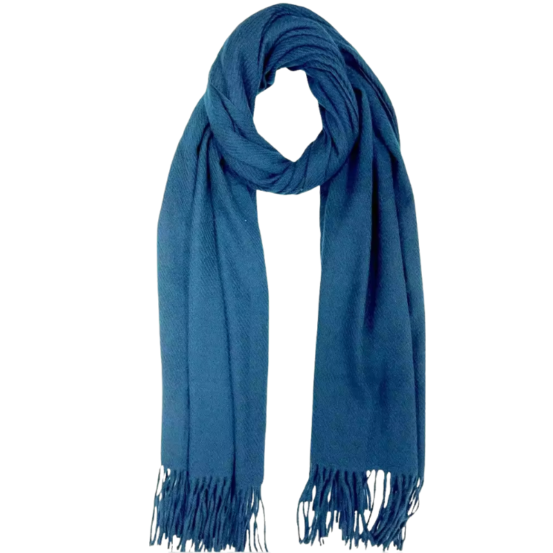 Blue scarf with fringes on a white background