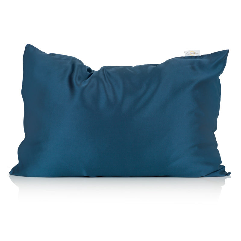 Blue silk pillowcase