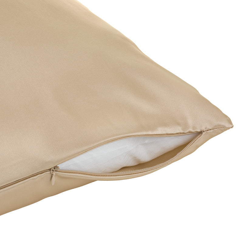 Champagne silk pillowcase with zip