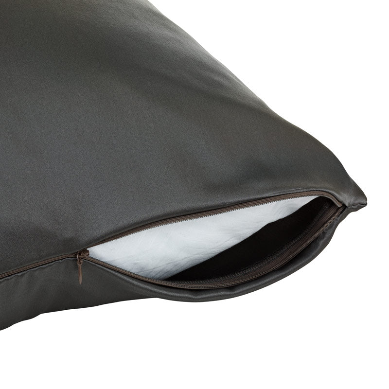 Charcoal silk pillowcase with zip