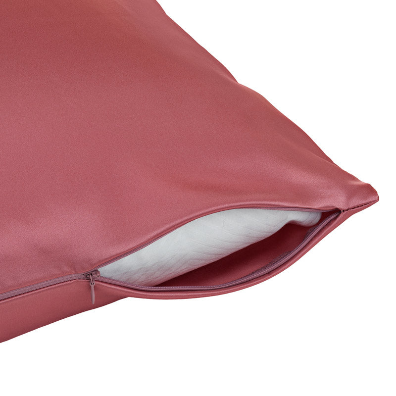 Dark pink silk pillowcase with zip