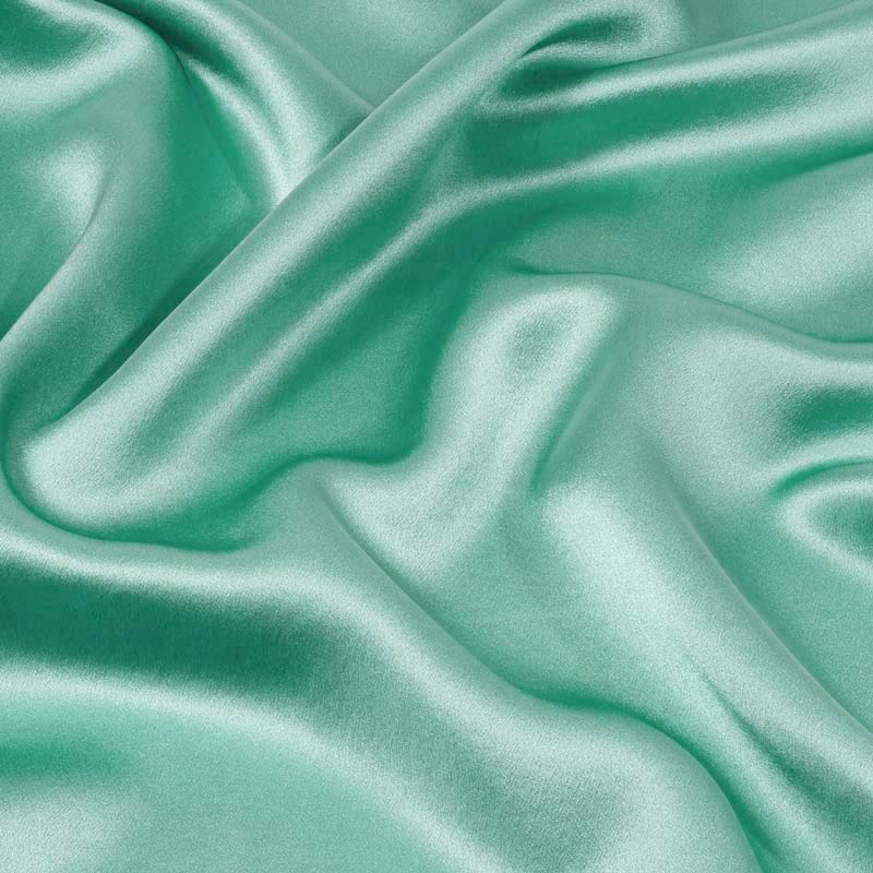 Emerald silk pillowcase close up