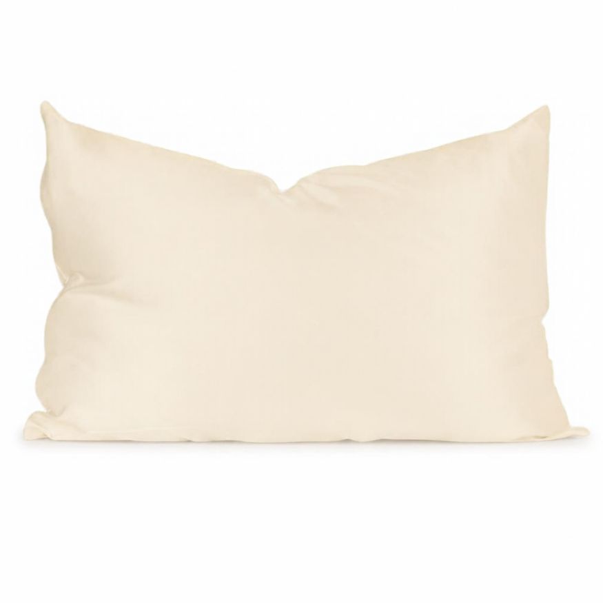 Ivory silk pillowcase on a white background