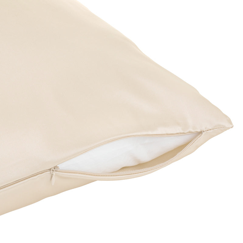 Ivory silk pillowcase with zip