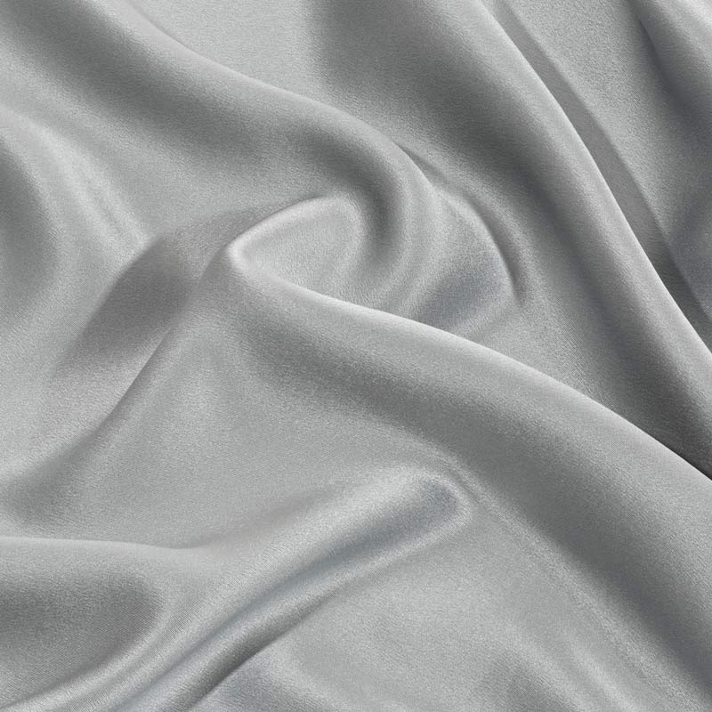 Light grey silk pillowcase close up
