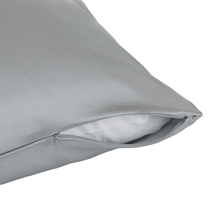 Light grey silk pillowcase with zip