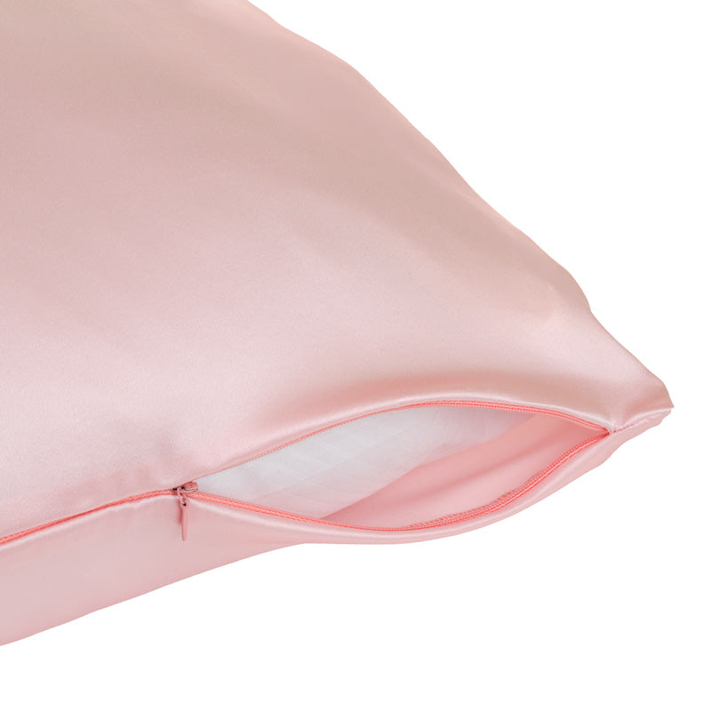Light pink silk pillowcase with zip