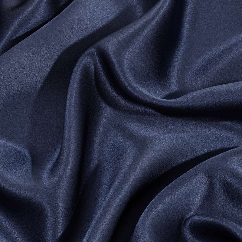 Midnight blue silk pillowcase close up