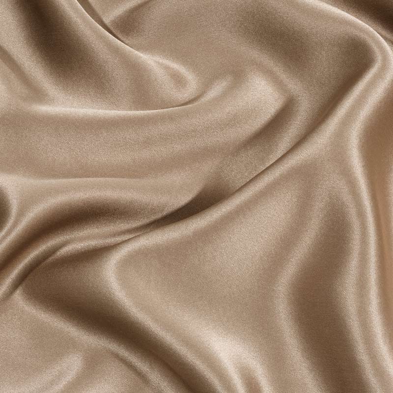 Taupe silk pillowcase close up