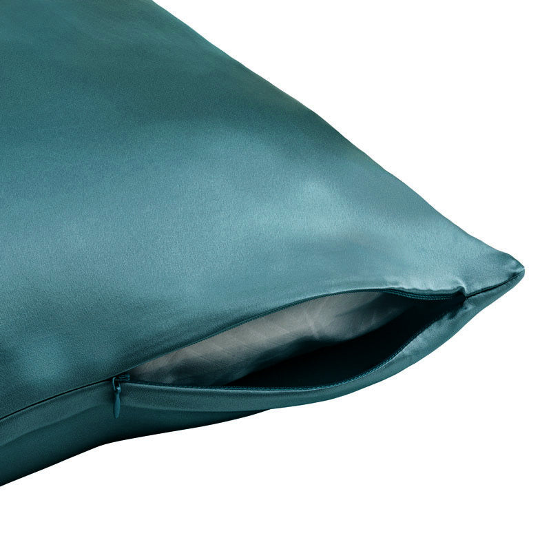 Teal silk pillowcase