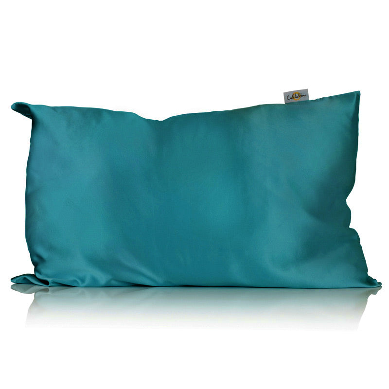 Teal silk pillowcase