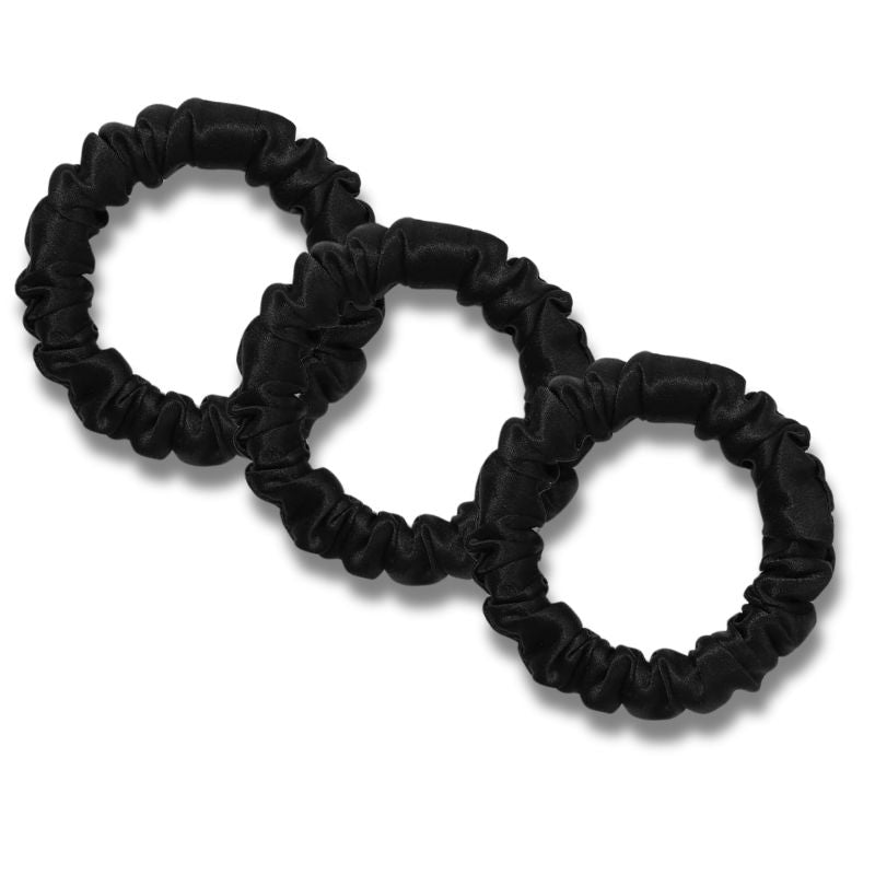 black silk scrunchies