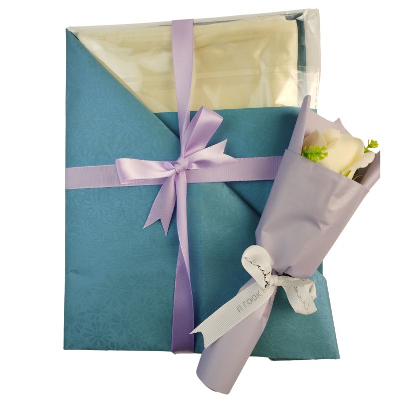 a gift wrapped silk pillowcase