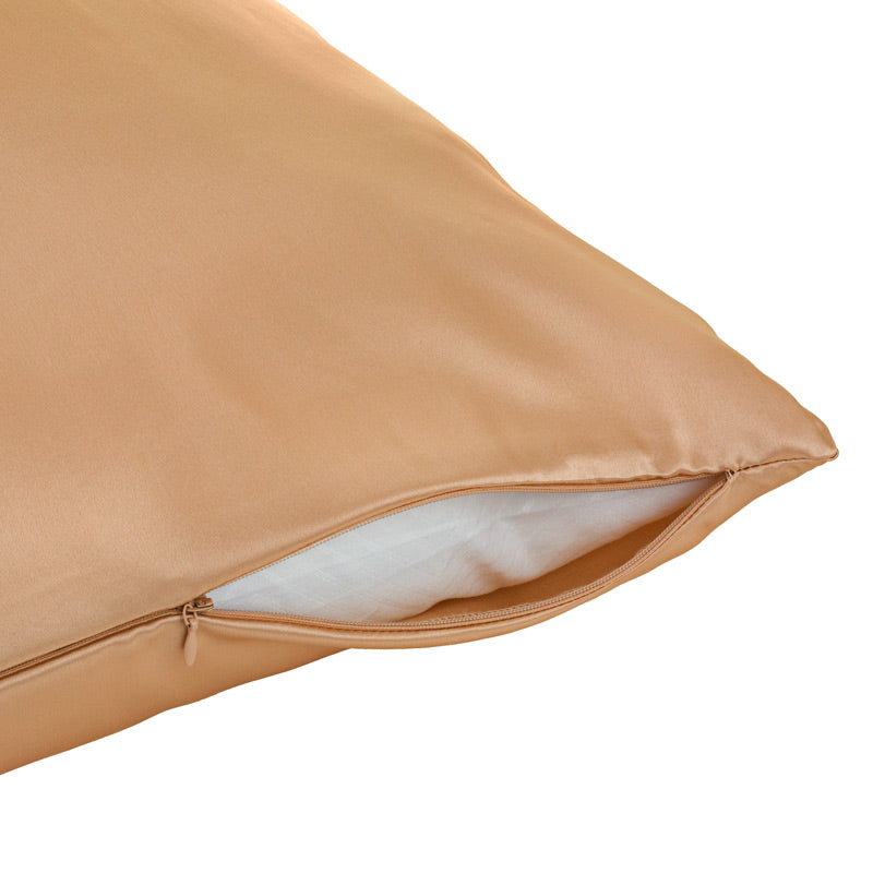 gold silk pillowcase with zip