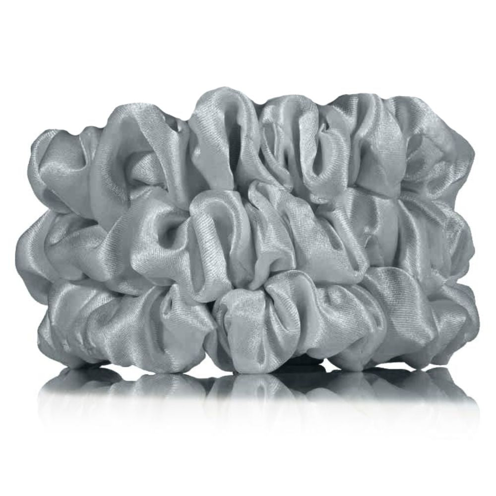 grey silk scrunchies