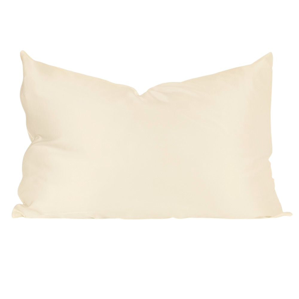 Ivory silk pillowcase on a white background