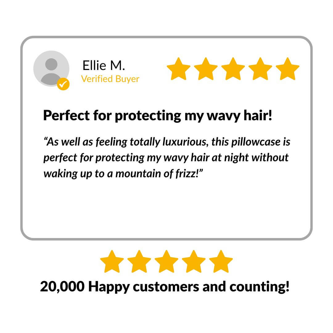 Five-star review for a pillowcase with a verified buyer's name and positive feedback.