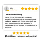 Five-star review from a verified buyer named Lisa praising silk pillowcases.