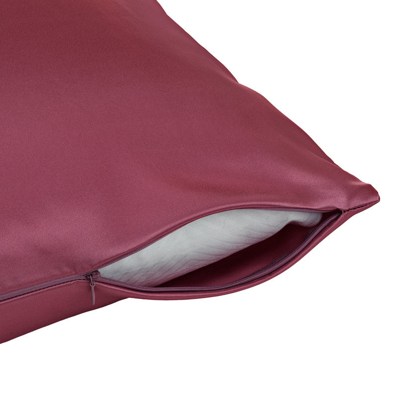 wine silk pillowcase with zip