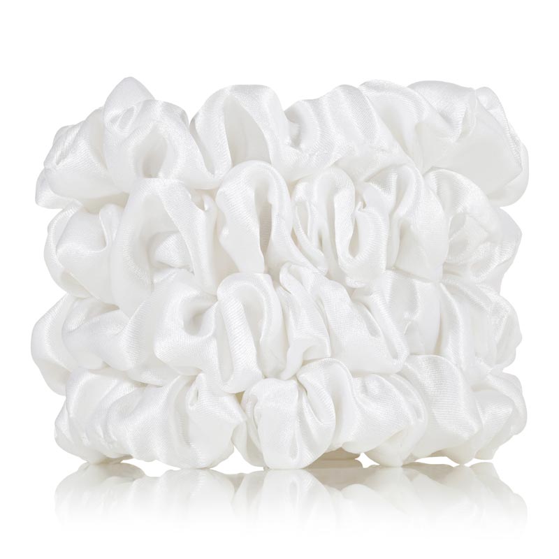 4 white silk scrunchies