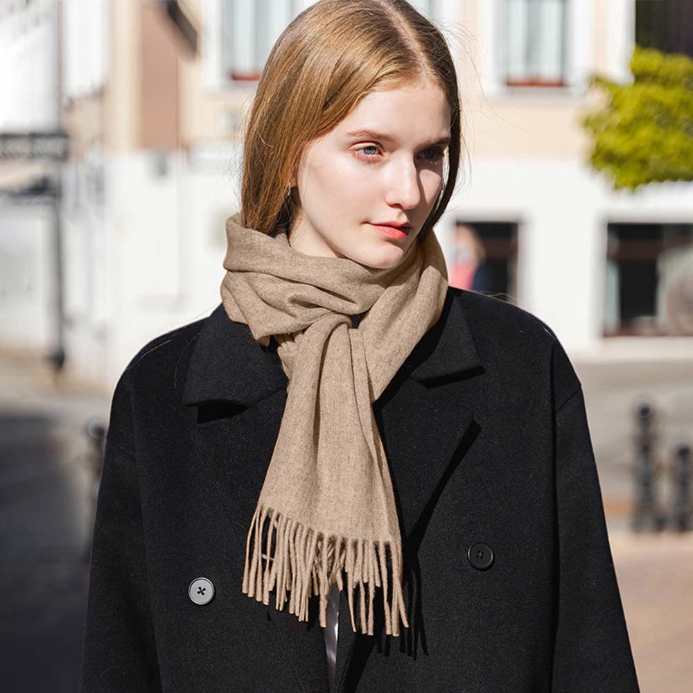 natural cashmere scarf worn