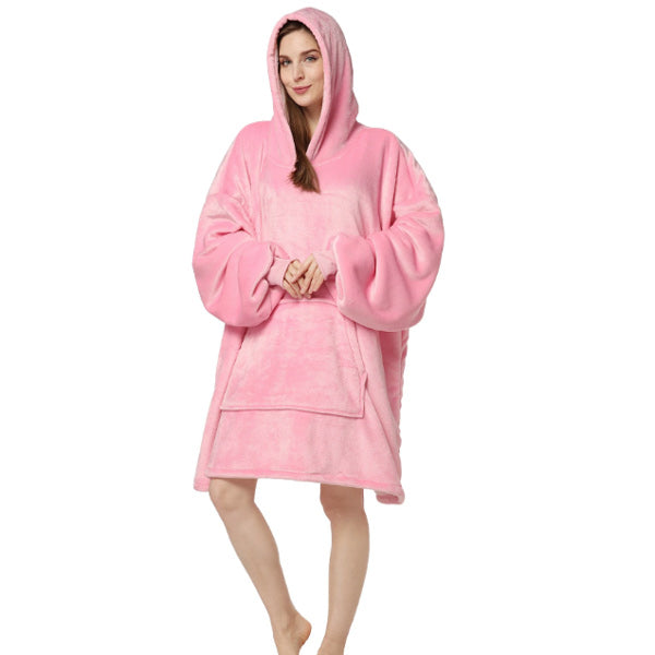 pink hooded blanket