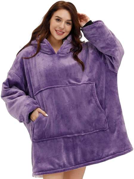 purple hooded blanket