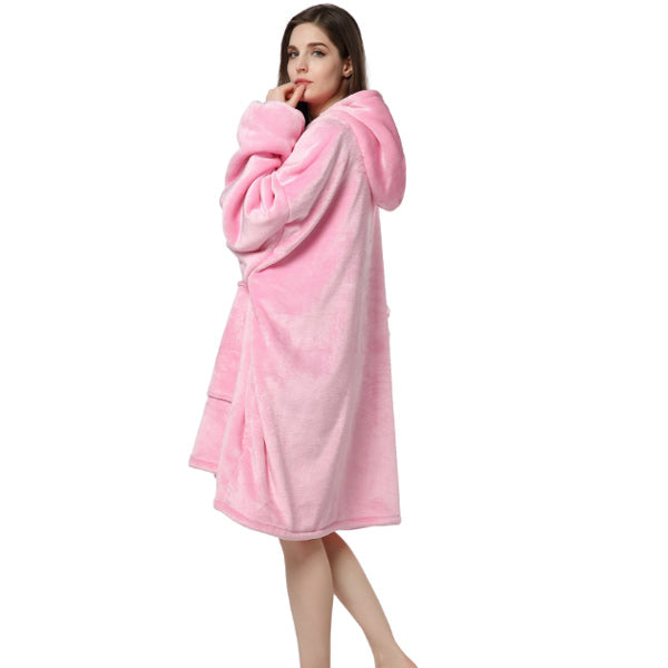 side view pink hoodie blanket