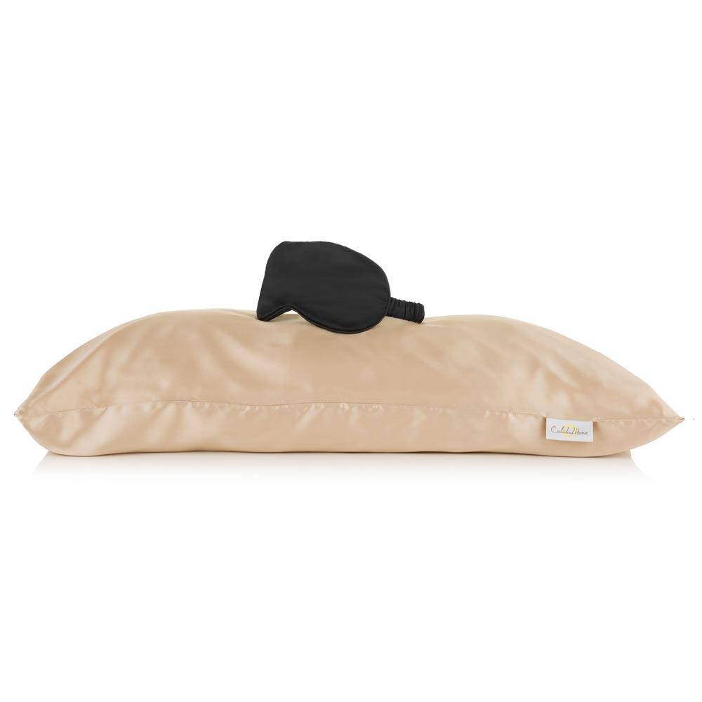 ivory silk pillowcase and eye mask