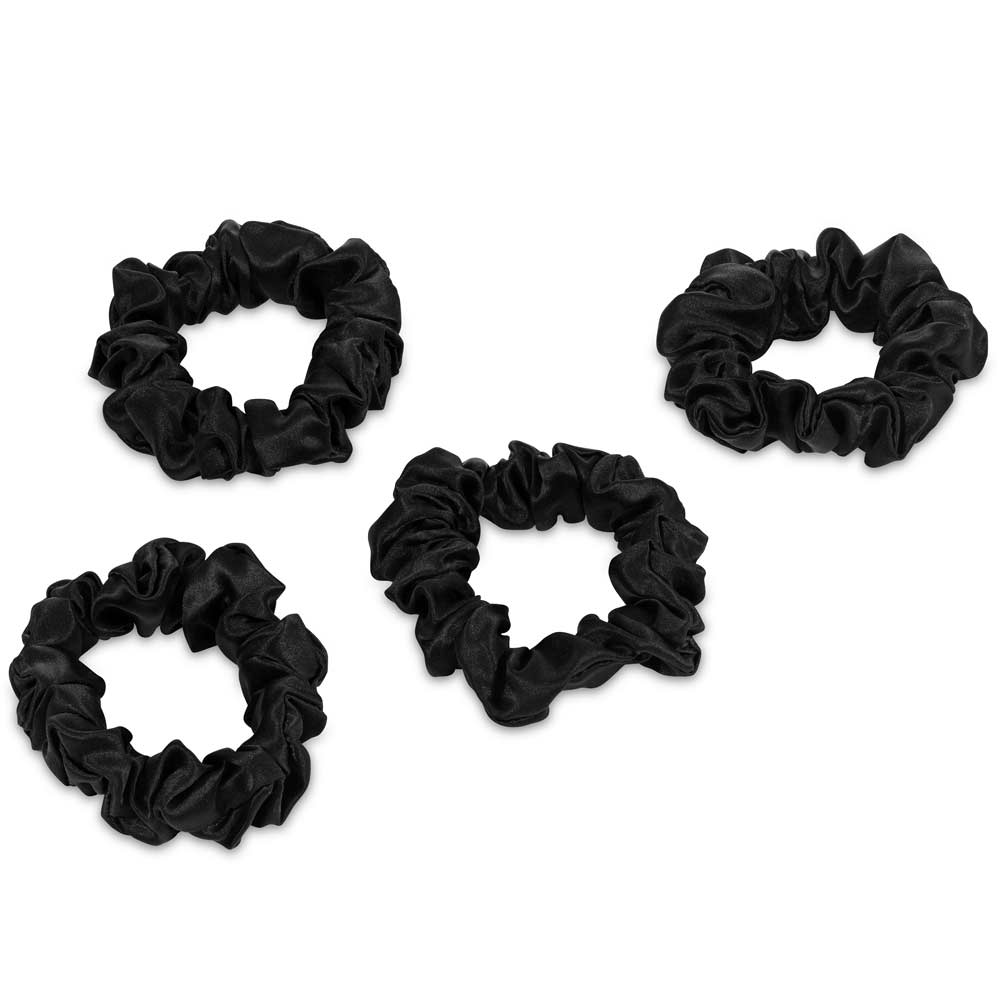 Silk Scrunchies 4 Black Regular - Calidad Home