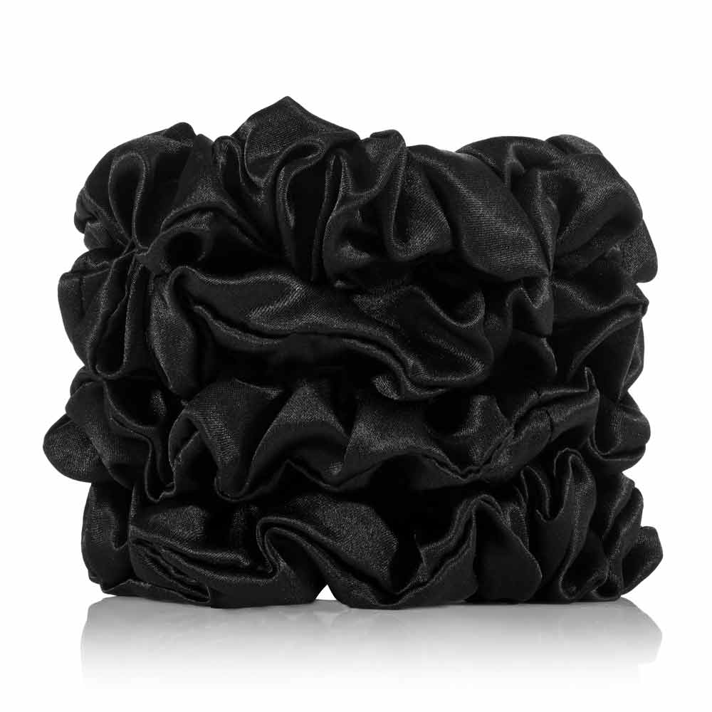 Silk Scrunchies 4 Black Regular - Calidad Home
